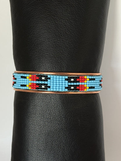 Copper Beaded Cuff Bracelet - 7 Row