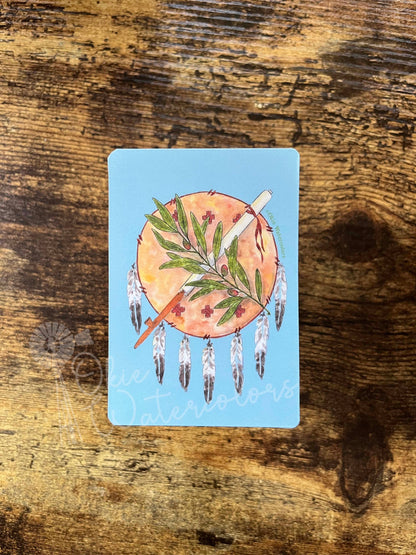 Oklahoma Flag Emblem Watercolor Art, 4” Magnet