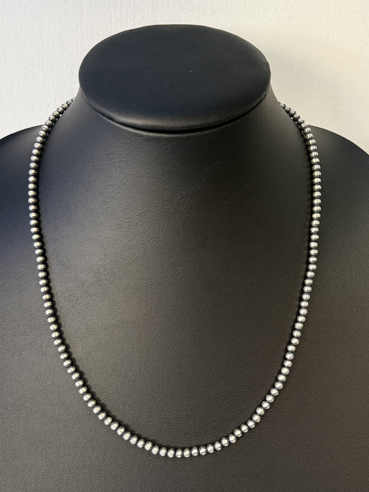Navajo Pearl Sterling Silver Beaded Necklace - 4mm 22"