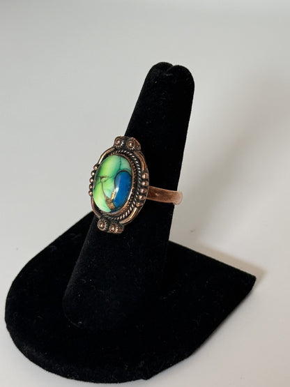 Peacock Jasper & Copper Ring - Size 7 1/2