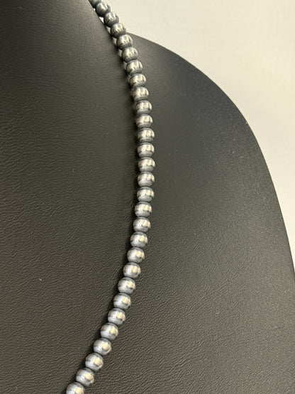 Navajo Pearl Sterling Silver Beaded Necklace - 5mm 20"