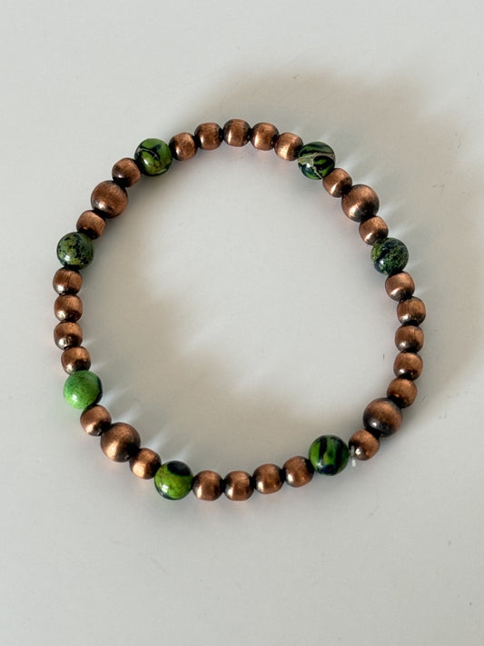 Sediment Jasper & Copper Beaded Stretchy Bracelet