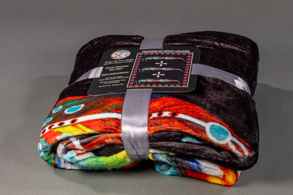 Traci Rabbit - Fleece Blanket; Feather of Many Colors