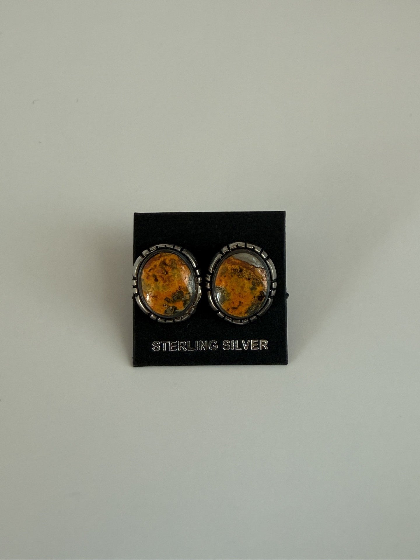 Bumblebee Jasper & Sterling Silver Stud Earrings