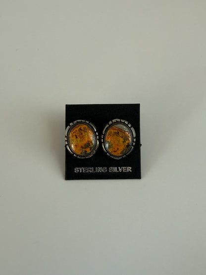 Bumblebee Jasper & Sterling Silver Stud Earrings