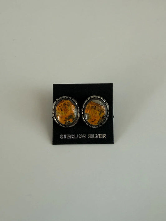 Bumblebee Jasper & Sterling Silver Stud Earrings