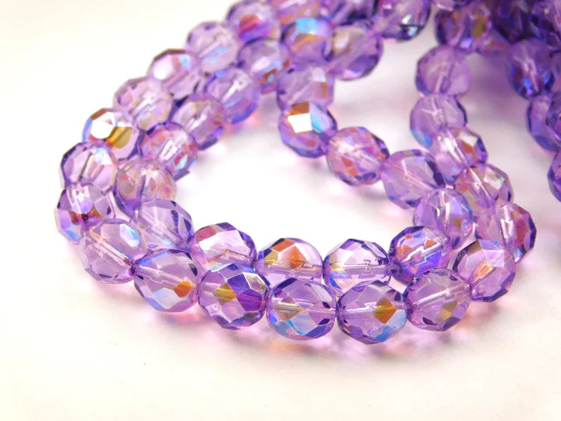 6mm Fire Polish Beads AB (Aurora Borealis)