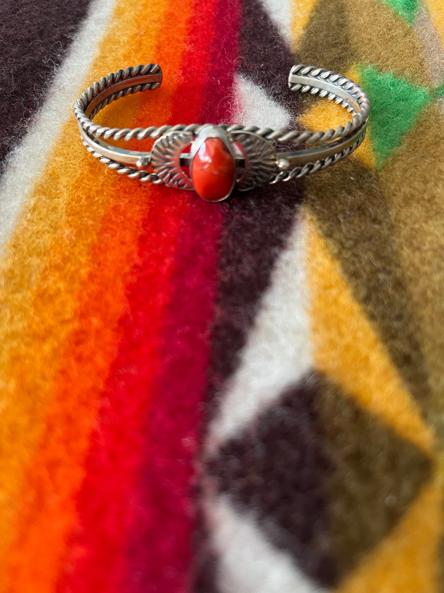 Coral and Silver Cuff