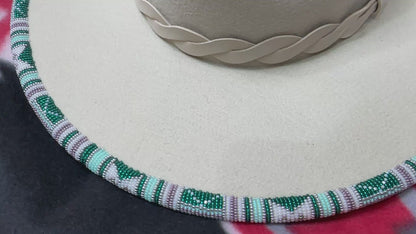 Beaded Brim Rancher's Hat -  Beaded by Local Kiowa Artist