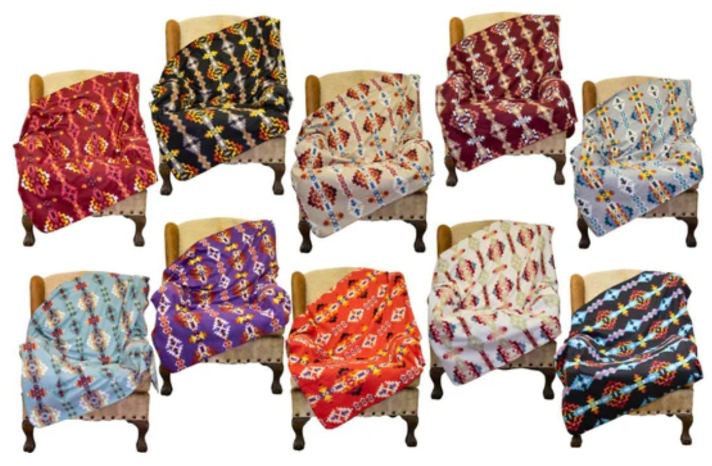 Southwest Style Polar Fleece Throw Blanket