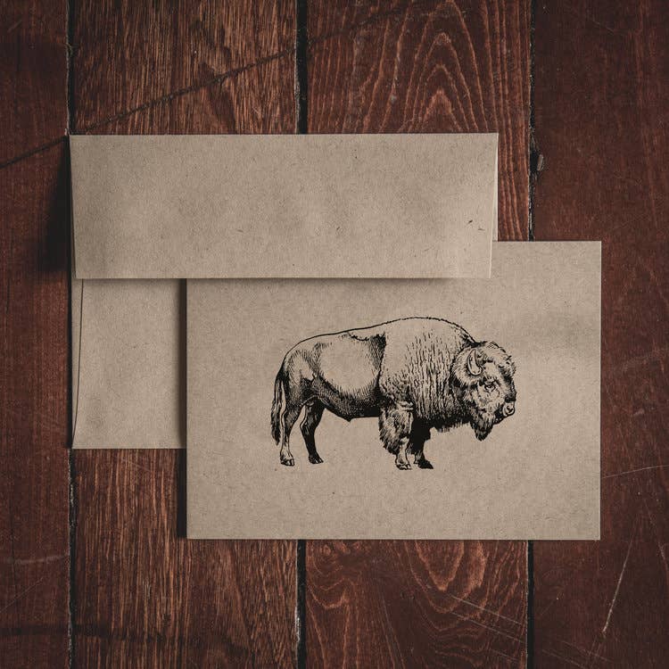 BISON COLLECTION: Set of 8 Folded Note Cards Set