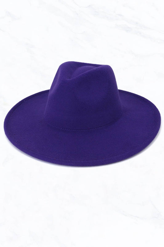 Big Brim Peach Heart Top Jazz Hat: Purple